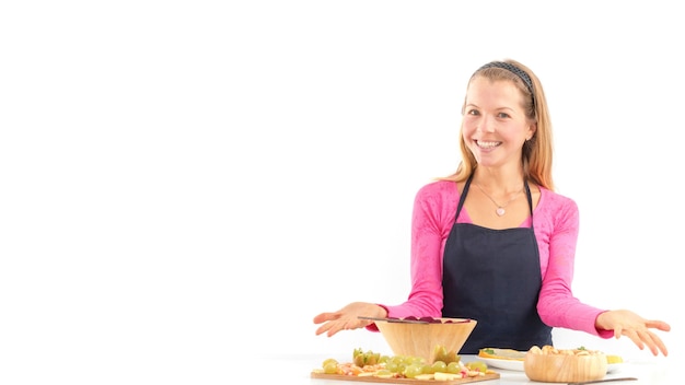 Happy home cook serving food